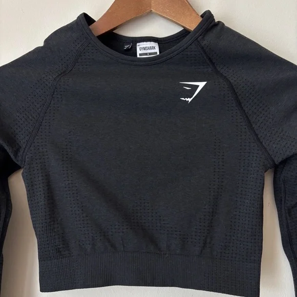 Gymshark Vital Crop Top Small Black Long Sleeve - Picture 3 of 7